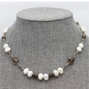 Retired SILPADA Smokey brown Quartz and freshwater Pearl necklace